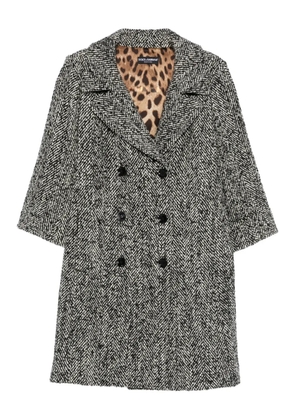 Dolce & Gabbana double-breasted herringbone coat - Black