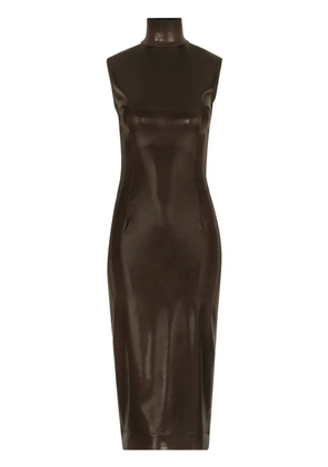 Dolce & Gabbana coated high-neck midi dress - Brown