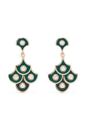 Selim Mouzannar 18kt rose gold Fish For Love diamond drop earrings - Green