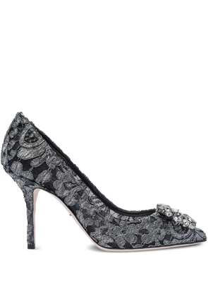 Dolce & Gabbana Rainbow Lace 90mm brooch-detail pumps - Black