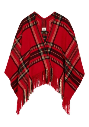 ISABEL MARANT Kamilo plaid-check fringe scarf - Red