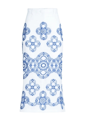 Silvia Tcherassi floral-embroidered skirt - White