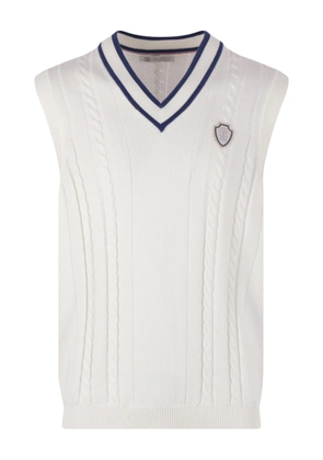 Brunello Cucinelli cable-knit appliqued sleeveless sweater - White