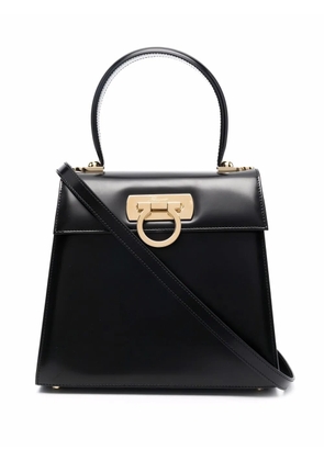 Ferragamo Gancini flip-lock leather bag - Black
