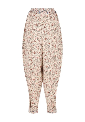 Loro Piana Emon floral-print pleated trousers - Neutrals