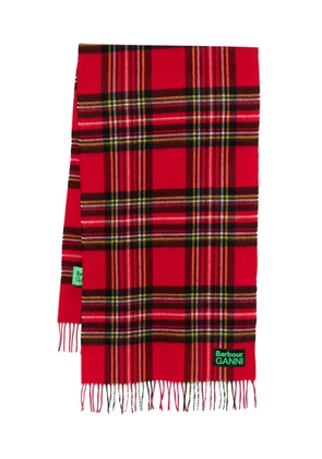 Barbour pattern fringed scarf - Red