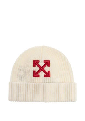 Off-White arrow-embellished ribbed beanie - Neutrals