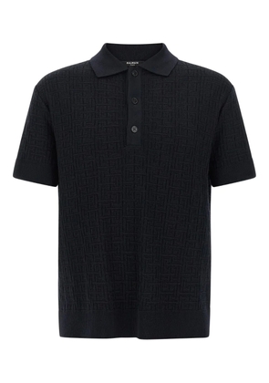 Balmain monogram polo shirt - Blue