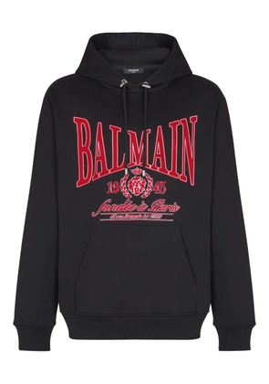 Balmain flocked logo hoodie - Black
