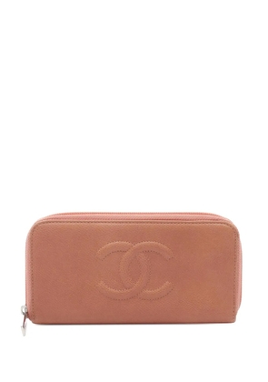 CHANEL Pre-Owned 2008-2009 CC Caviar Zip Around Wallet long wallets - Pink