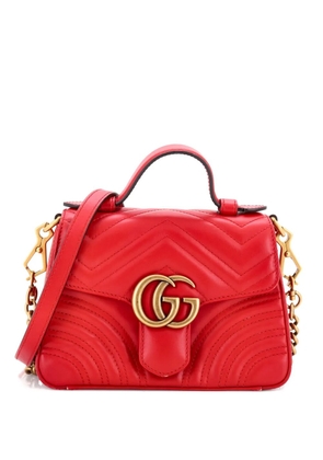 Gucci Pre-Owned GG Marmont Top Handle Flap Bag Matelasse Leather Mini satchel - Red