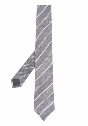 Brunello Cucinelli striped linen tie - Blue