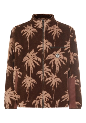 Mauna Kea palm-tree print zip-up jacket - Brown
