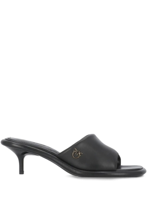 PINKO 60mm logo-plaque square-toe heeled sandals - Black