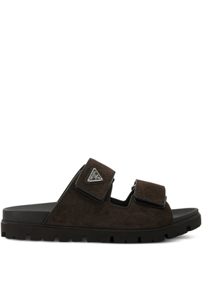 Prada logo-appliqué strapped sandals - Brown