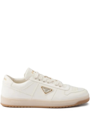 Prada Downtown logo-plaque leather sneakers - White