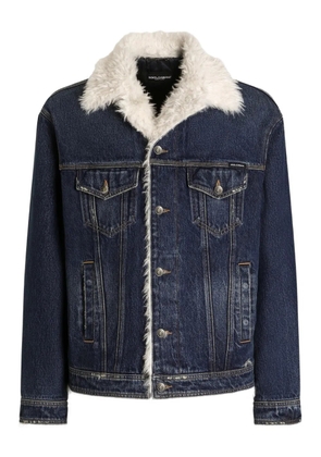 Dolce & Gabbana denim shearling-trim jacket - Blue
