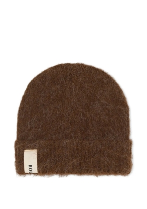ROUGH. FUZZY logo-patch beanie - Brown