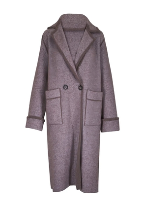 D.Exterior herringbone double-breasted coat - Grey