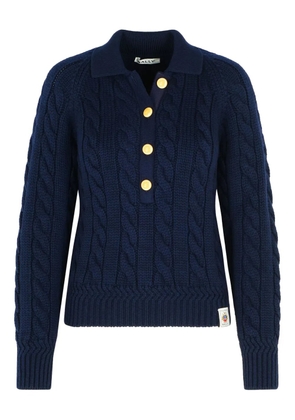 Bally cable-knit ribbed-collar sweater - Blue
