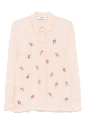 FENDI embroidered georgette shirt - Pink