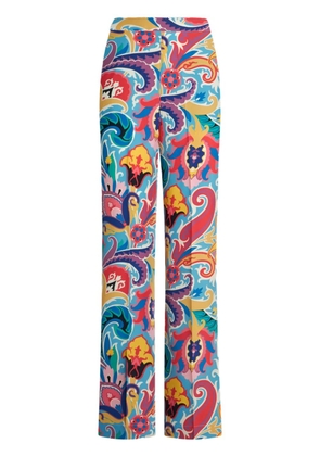 ETRO floral-print silk palazzo pants - Blue