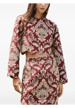 FARM Rio jacquard scalloped top - Red