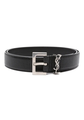 Saint Laurent YSL logo-plaque leather belt - Black