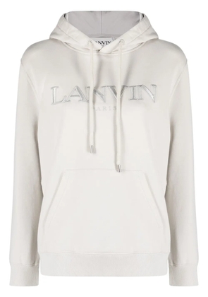 Lanvin logo-embroidered cotton hoodie - Neutrals