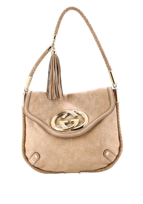 Gucci Pre-Owned Britt Tassel Flap Bag Guccissima Leather Medium shoulder bag - Neutrals