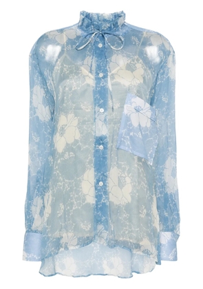 Plan C floral silk shirt - Blue