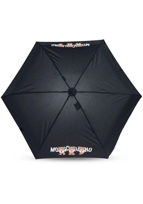 Moschino teddy bear-logo print compact umbrella - Black