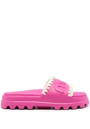 Mou Eva logo-embossed slides - Pink