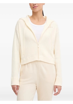 GUESS USA logo-embroidered zip-up hoodie - Neutrals