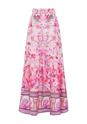 Camilla floral-print tiered skirt - Pink