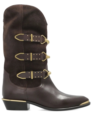 ISABEL MARANT 30mm buckle-detail suede leather boots - Brown