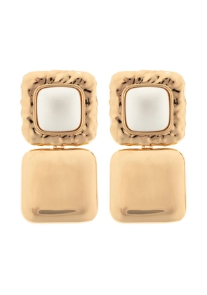 Self-Portrait square drop earrings - Gold