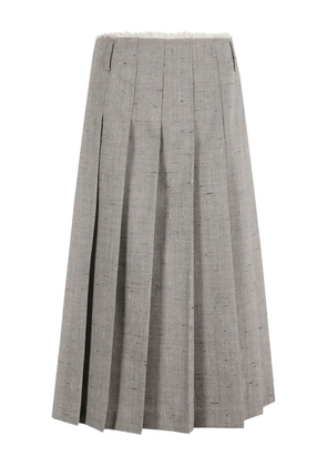 Tela pleated fringed midi skirt - Grey