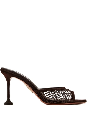 Aquazzura 85mm Bisous mesh mules - Brown
