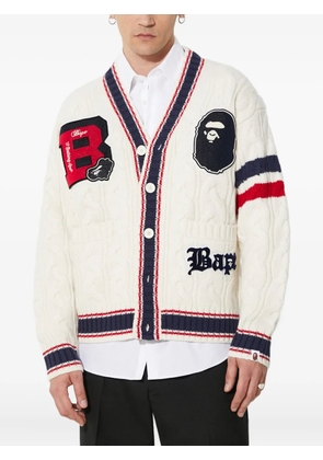 A BATHING APE® cable-knit varsity cardigan - Neutrals
