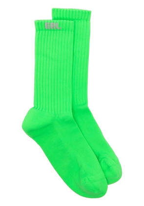 ERL logo-intarsia ribbed-knit socks - Green