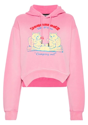 DSQUARED2 graphic-print cropped hoodie - Pink