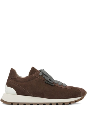 Brunello Cucinelli suede lace-up sneakers - Brown