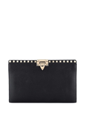 Valentino Garavani Pre-Owned Rockstud Flip Lock Flat Leather Large pouch - Black