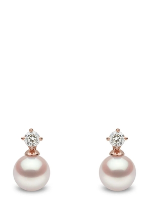 Yoko London 18kt rose gold Akoya pearl and diamond earrings - Pink