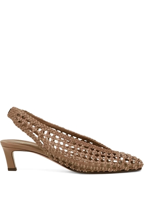 FENDI 46mm woven-effect slingback pumps - Neutrals