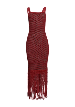 diotima Gala fringe-detail knitted dress - Red