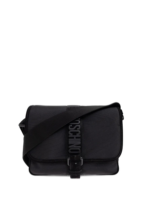 Moschino logo-plaque buckled shoulder bag - Black