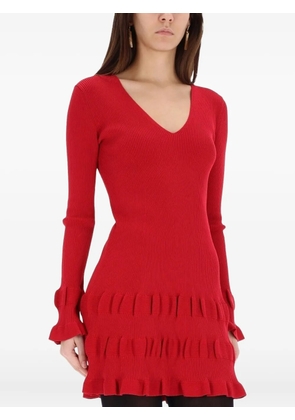 MOSCHINO JEANS ruffled v-neck dress - Red