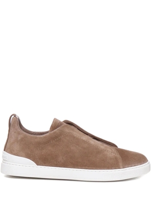 Zegna triple-stitch sneakers - Brown